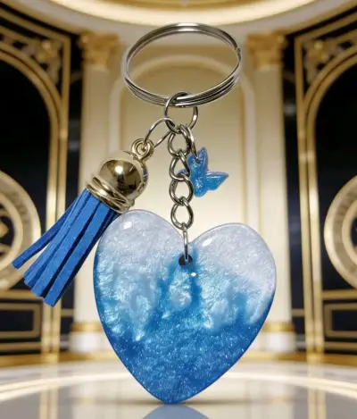 Llavero Corazón Azul con Borla Decorativa - miniatura 2