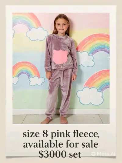 Pijama de polar color malva para niña talla 8 - miniatura 1