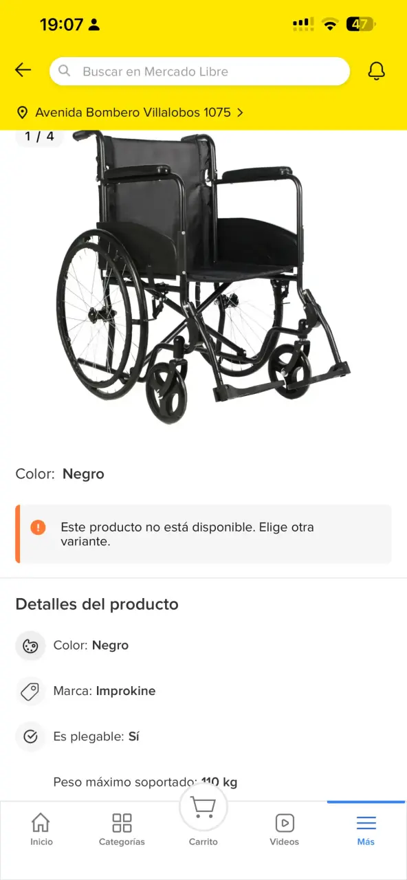Silla de Ruedas Estándar Liviana Negra Improkine - 2