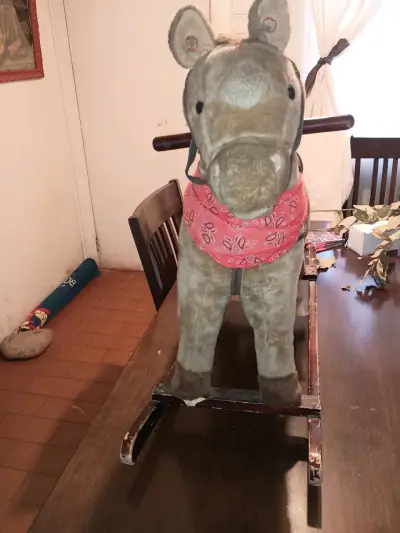 Caballo balancín de peluche para niños vintage - miniatura 1
