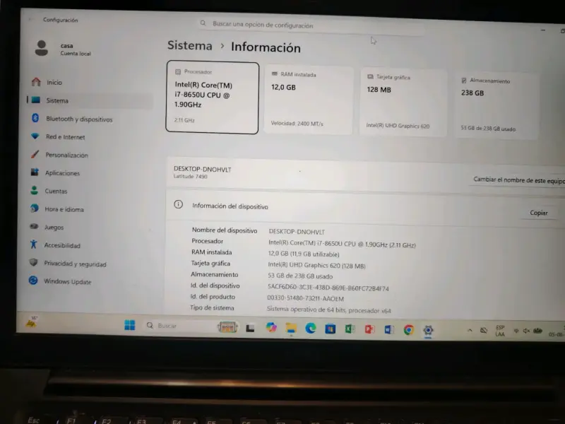 Laptop Dell Latitude 7490 con Intel Core i5 - 4