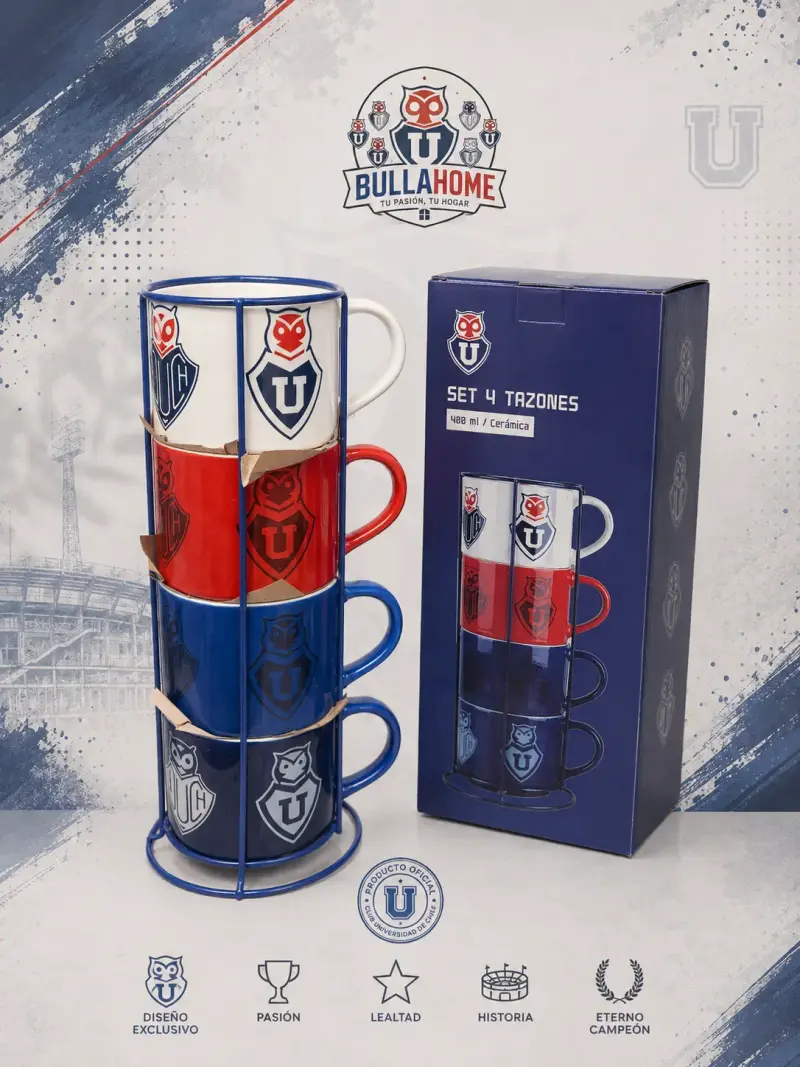 Set de 4 Tazones Cerámicos Universidad de Chile