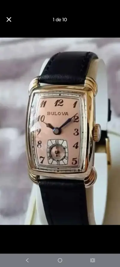 Reloj Bulova vintage con correa de cuero - miniatura 1