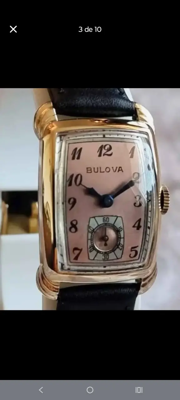 Reloj Bulova vintage con correa de cuero - 2