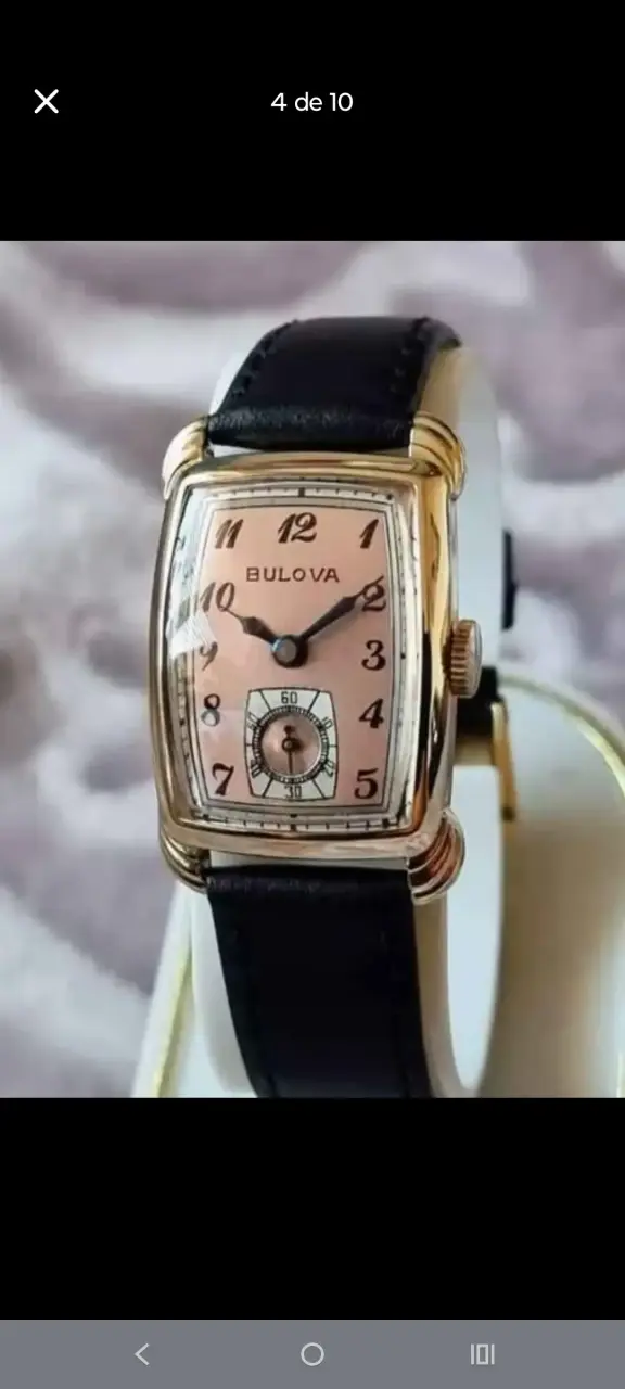 Reloj Bulova vintage con correa de cuero - 3
