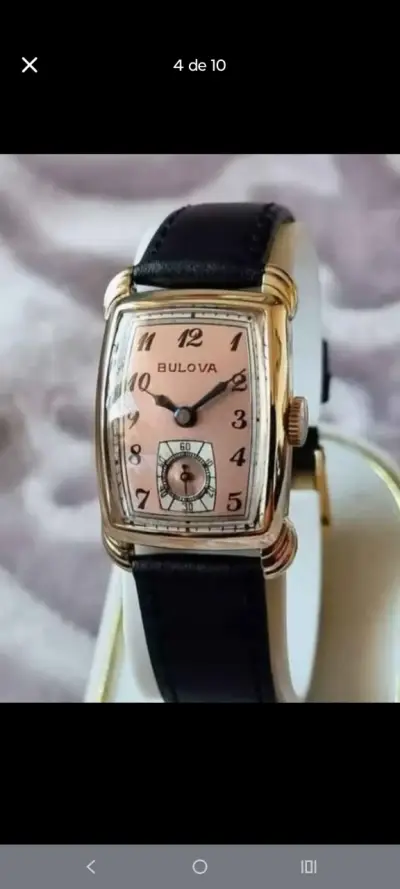 Reloj Bulova vintage con correa de cuero - miniatura 3