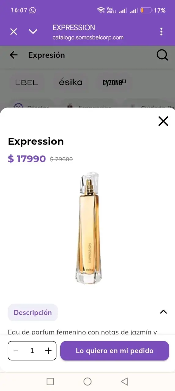 Perfume Expression para mujer con notas de jazmín