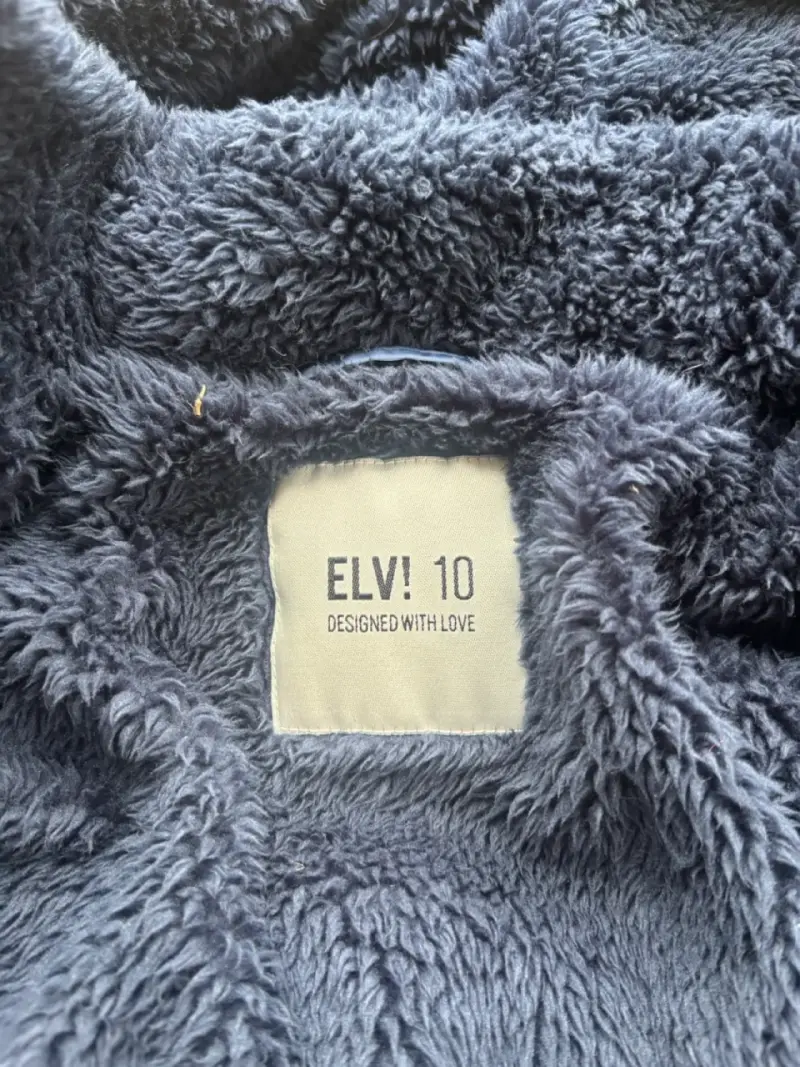 Parka de invierno azul con capucha de piel sintéti - 6