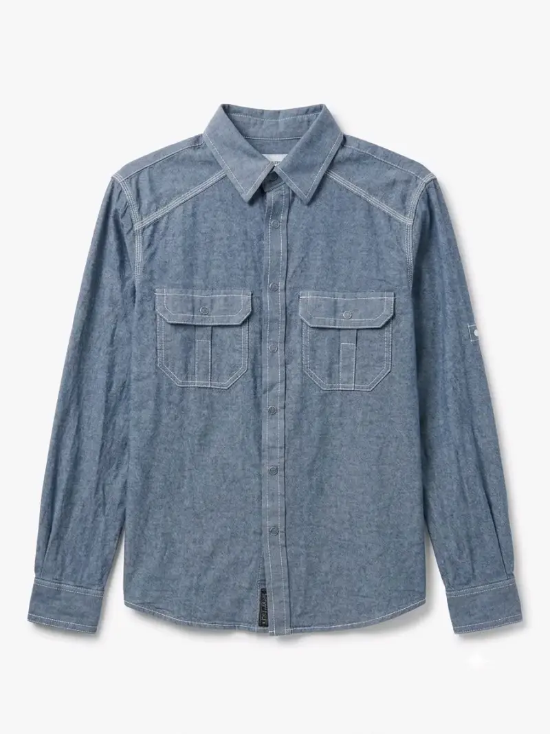Camisa de mezclilla azul para hombre - 1