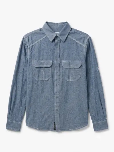 Camisa de mezclilla azul para hombre - miniatura 1