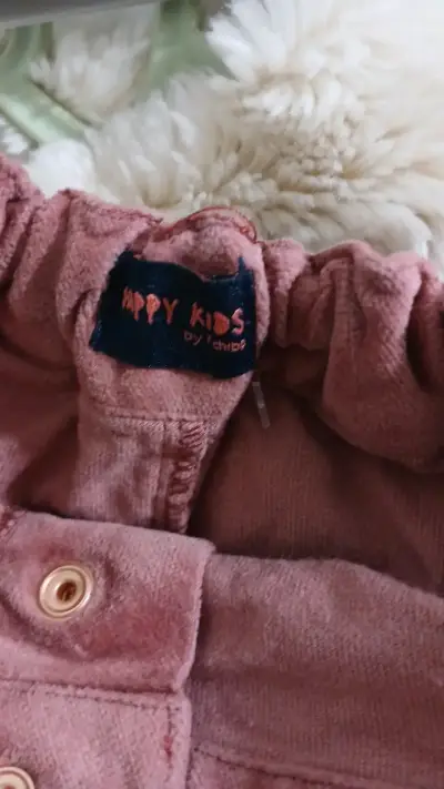 Falda de pana rosa con botones - miniatura 2