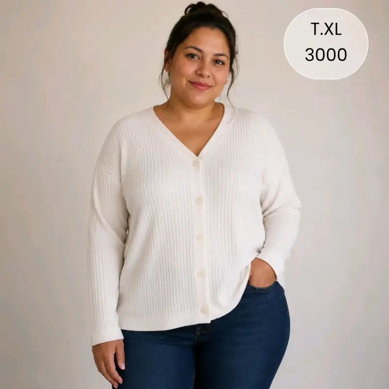 Cárdigan de Punto Blanco Talla XL