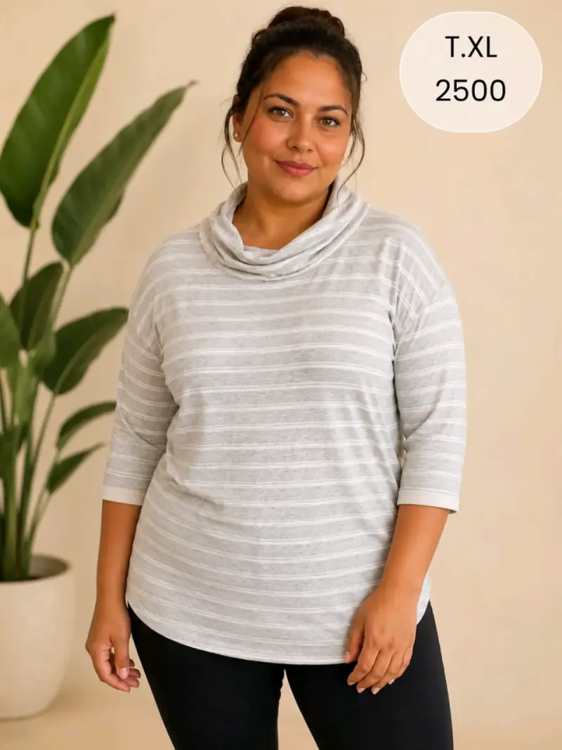 Polera de rayas gris talla XL