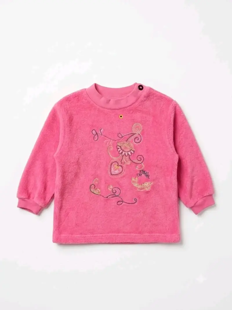 Polerón Infantil Rosado con Bordado Floral