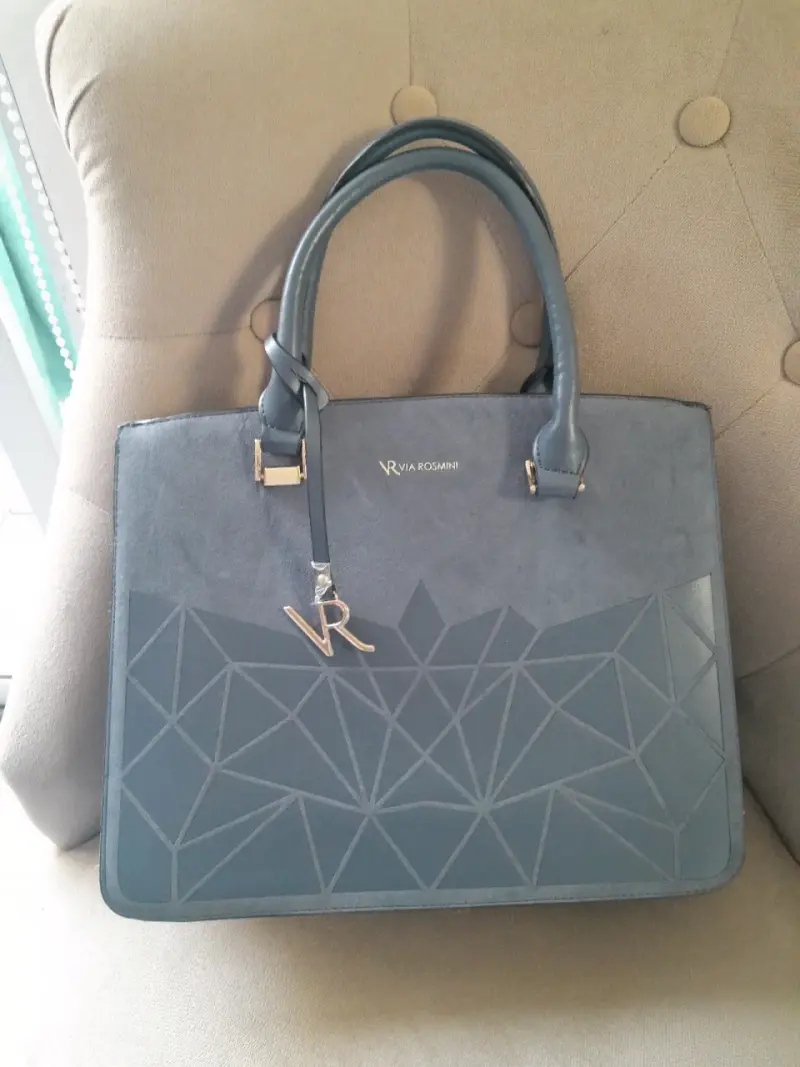 Cartera azul Via Rosmini con diseño geométrico