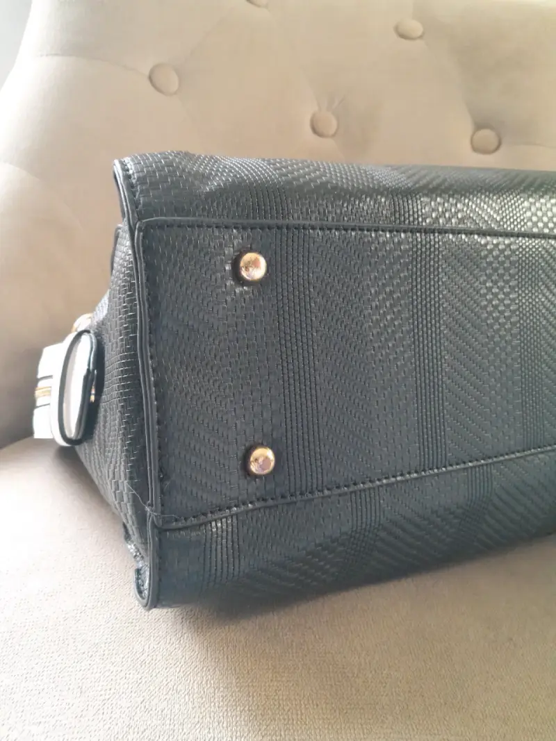 Bolso de mano negro con asas blancas Gacel - 4