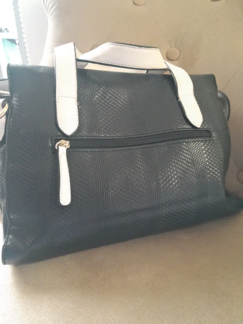 Bolso de mano negro con asas blancas Gacel - 5