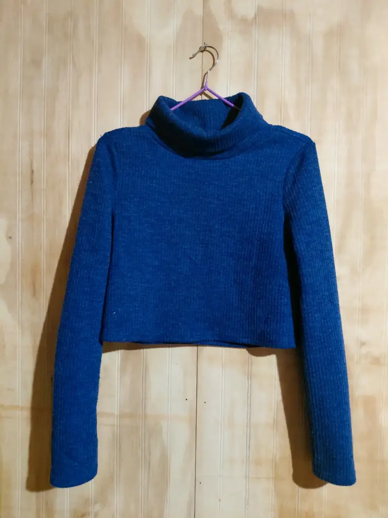 Suéter de cuello alto azul mujer S