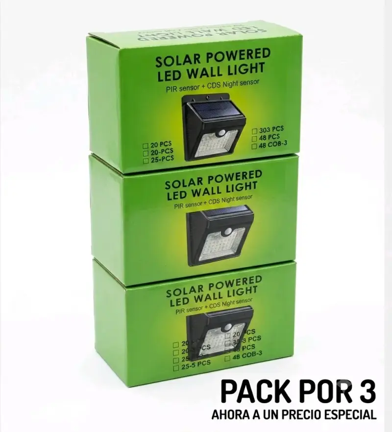 Pack de 3 luces solares LED pared con sensor P
