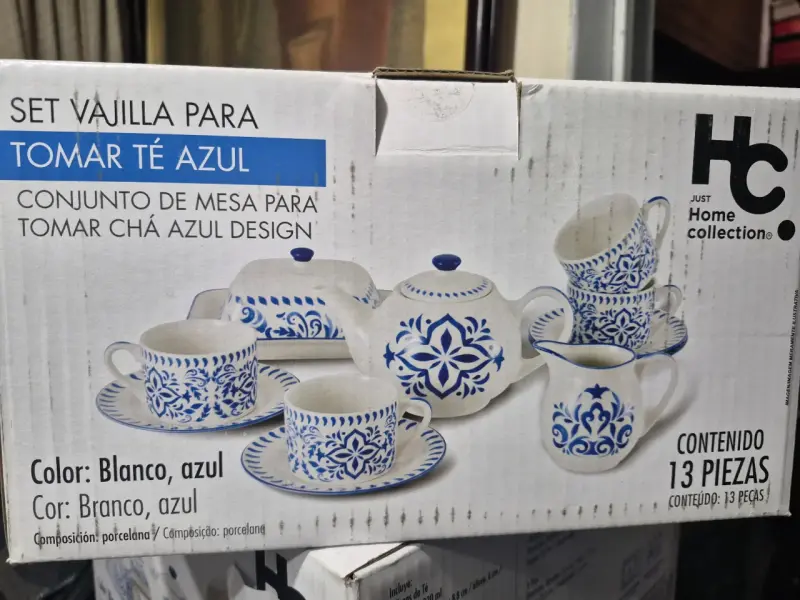 Set de Vajilla para Té Azul de Porcelana