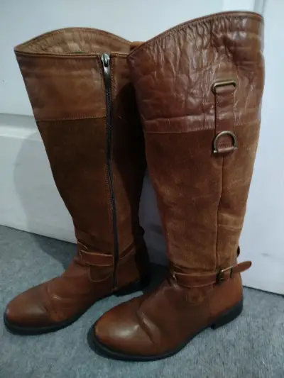 Botas de cuero marrón con cierre lateral Gacel - miniatura 1