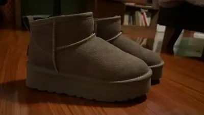 Botines bamers con plataforma cafe claro talla 37 - miniatura 1