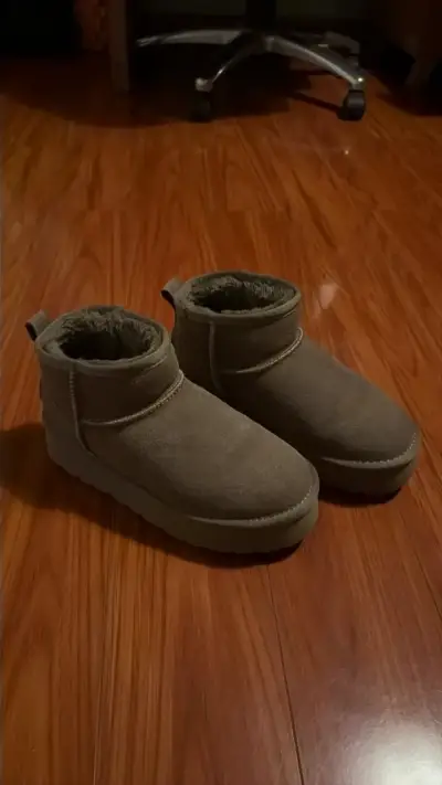 Botines bamers con plataforma cafe claro talla 37 - miniatura 2