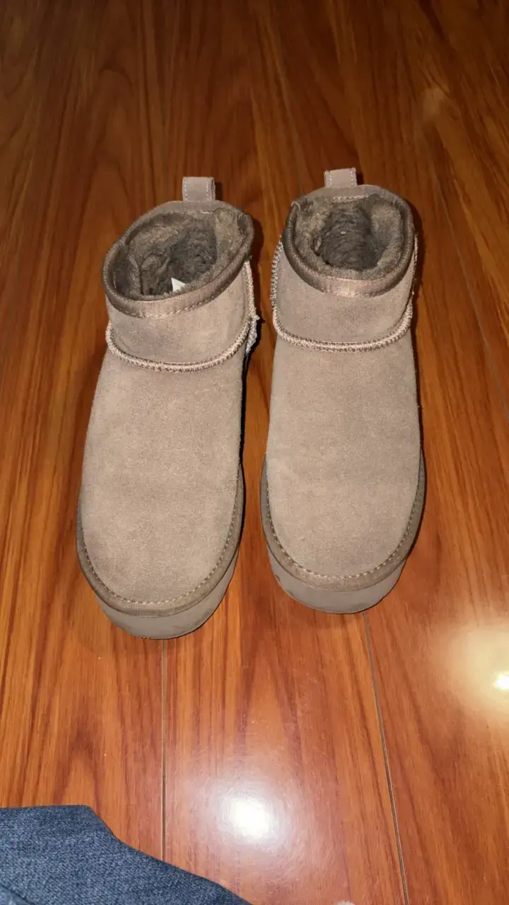 Botines bamers con plataforma cafe claro talla 37 - 4