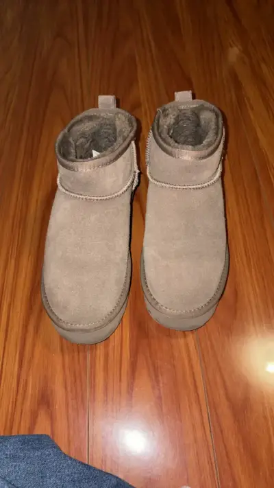 Botines bamers con plataforma cafe claro talla 37 - miniatura 4