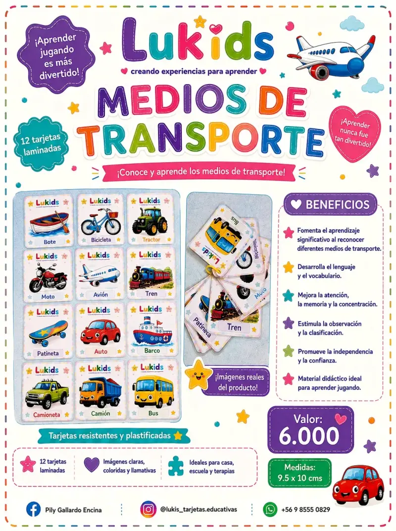 Tarjetas Educativas Lukids Medios de Transporte - 1