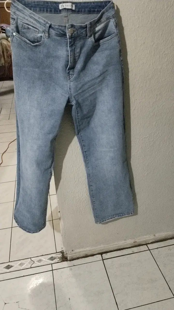 Jeans de mezclilla celeste Wide leg mujer - 1
