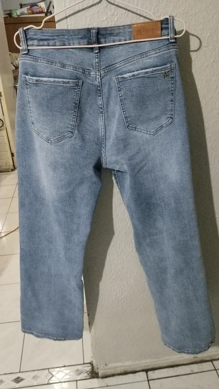 Jeans de mezclilla celeste Wide leg mujer - 2