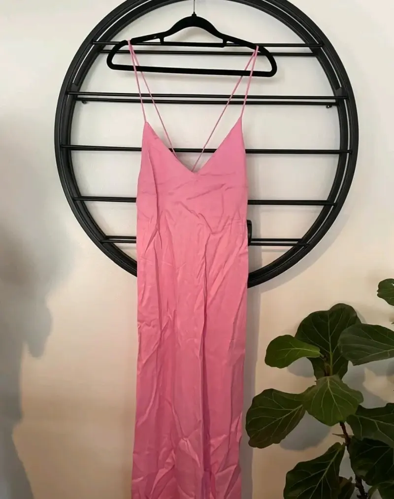 Vestido largo sin mangas color coral - 2