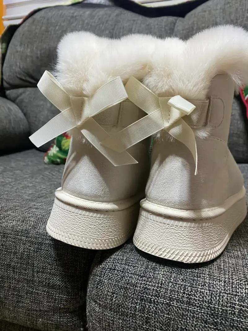 Botas de invierno blancas con forro de peluche - 2