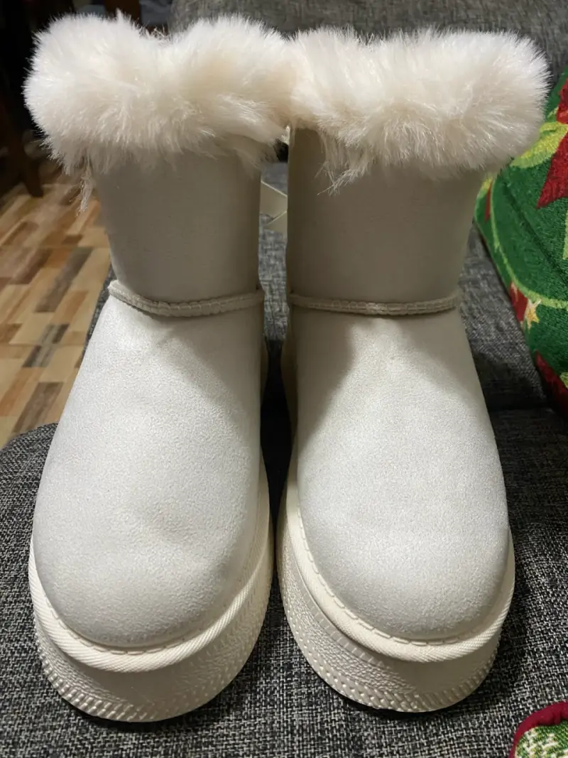 Botas de invierno blancas con forro de peluche - 3