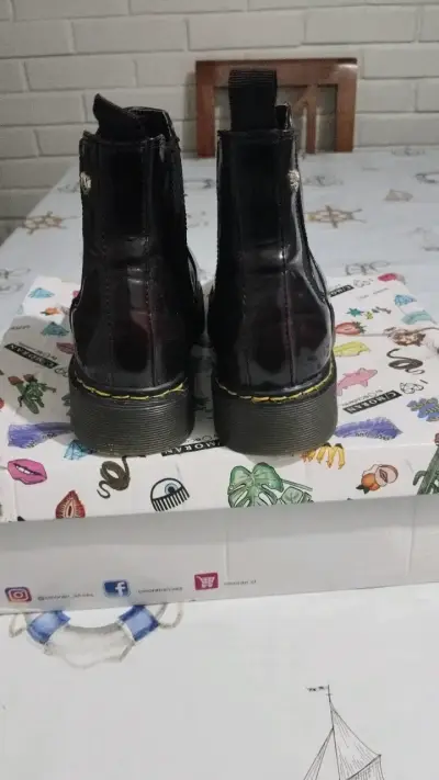 Botines de cuero burdeo con suela gruesa - miniatura 3