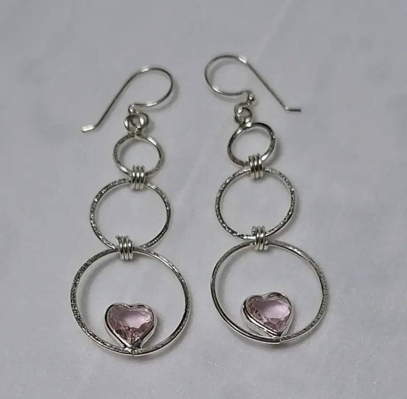 Set de aros colgantes de plata con piedras de colores - 2