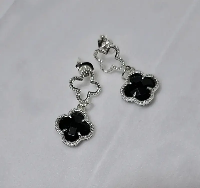 Set de aros colgantes de plata con piedras de colores - 3
