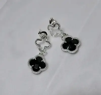 Set de aros colgantes de plata con piedras de colores - miniatura 3
