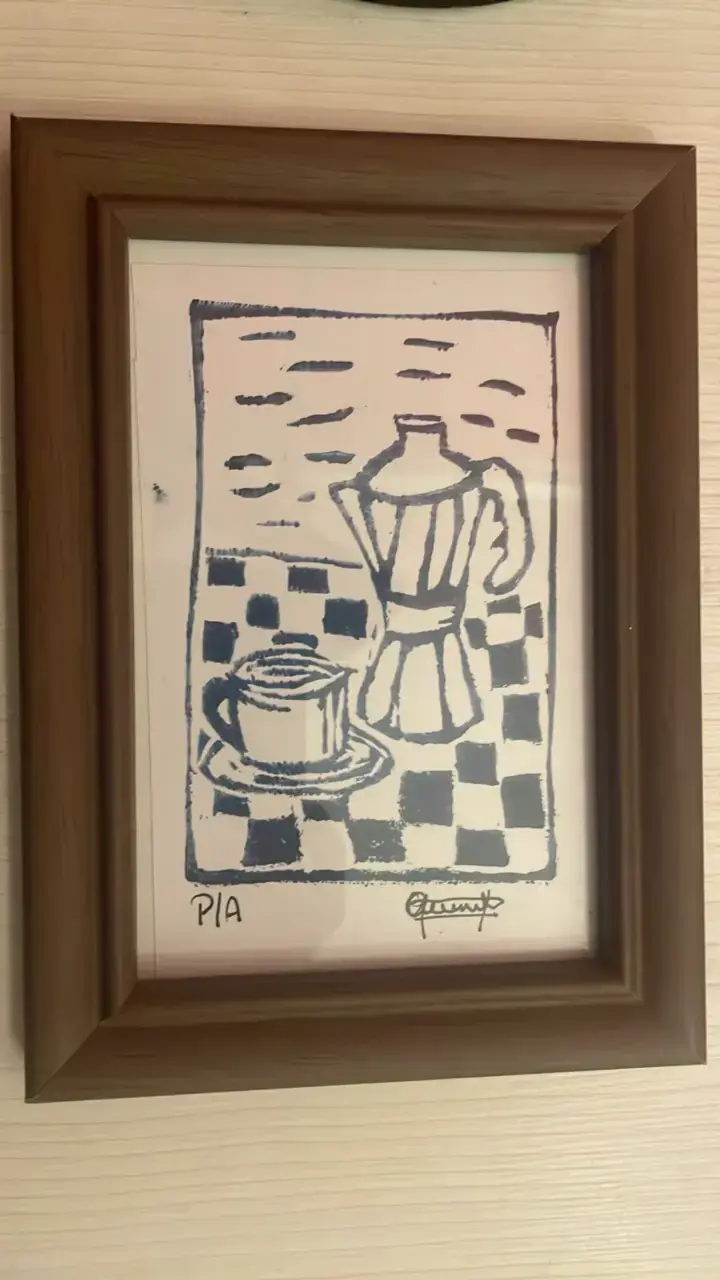 Cuadro decorativo con diseño de cafetera