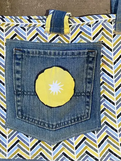Handmade Quilted Denim Tote Bag - miniatura 2