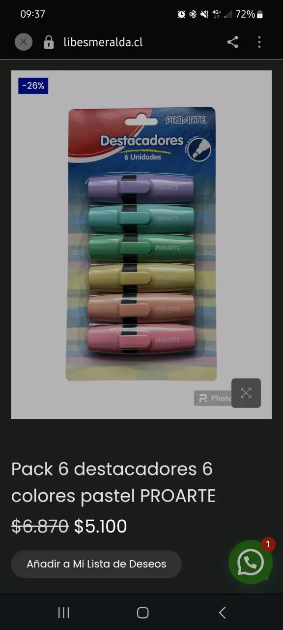 Pack de 6 destacadores colores pastel Proarte - 2