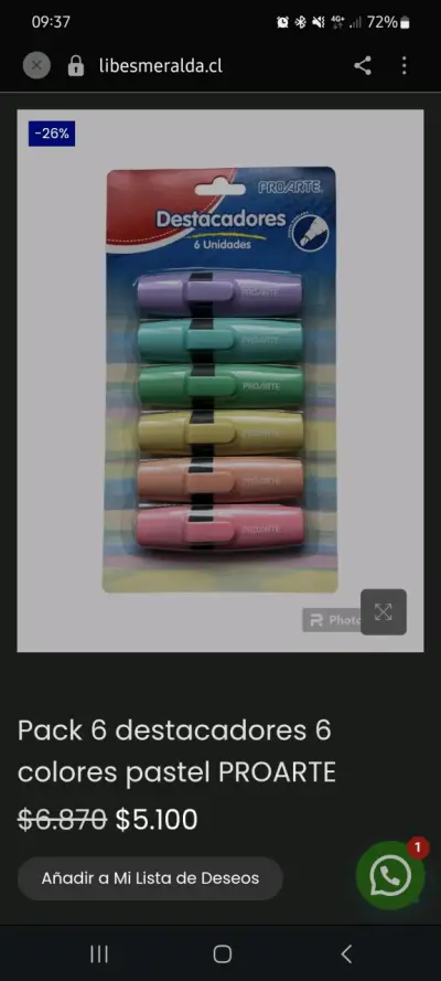 Pack de 6 destacadores colores pastel Proarte - miniatura 2