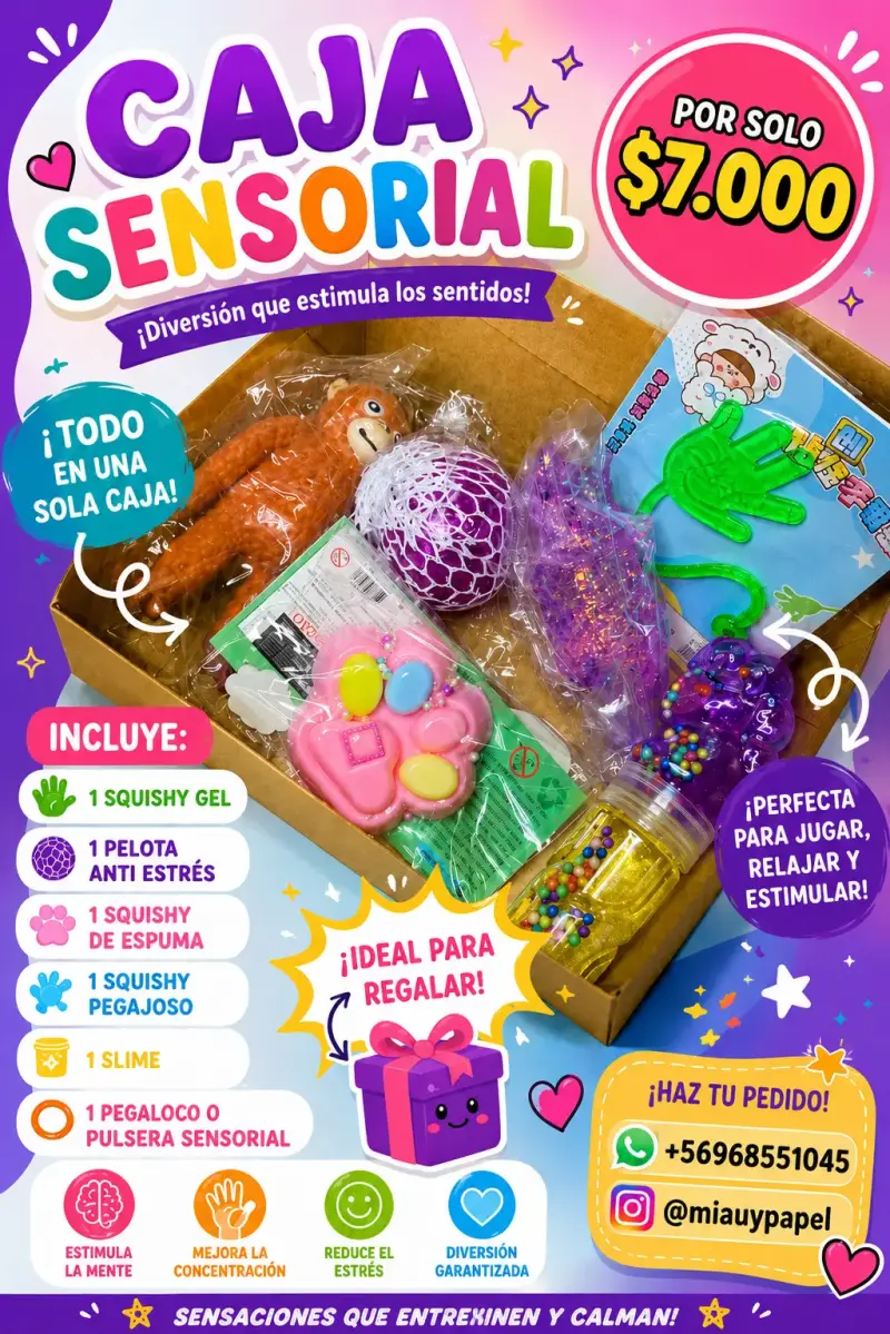 Caja sensorial con juguetes antiestrés