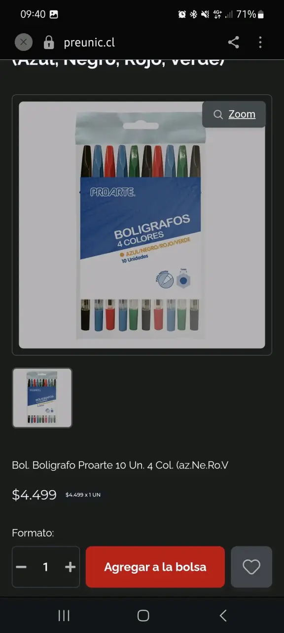 Bolígrafos Proarte 4 Colores 10 Unidades - 3
