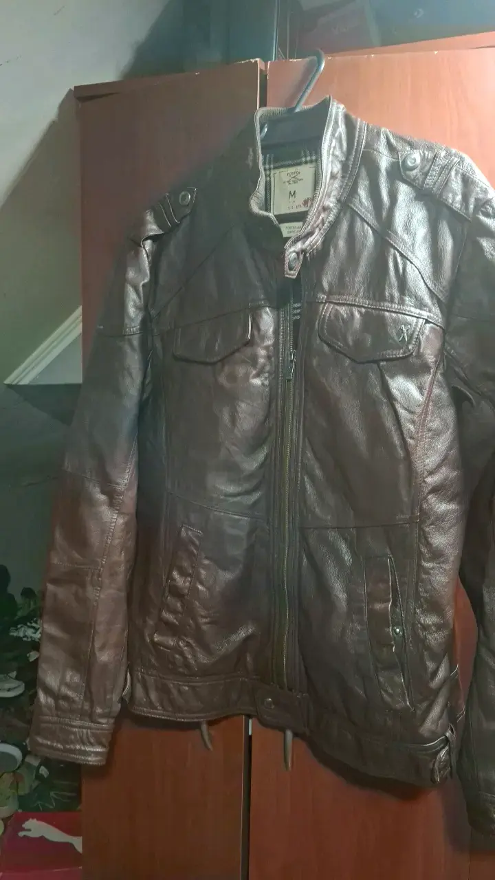 Chaqueta de cuero marrón Foster talla M - 1
