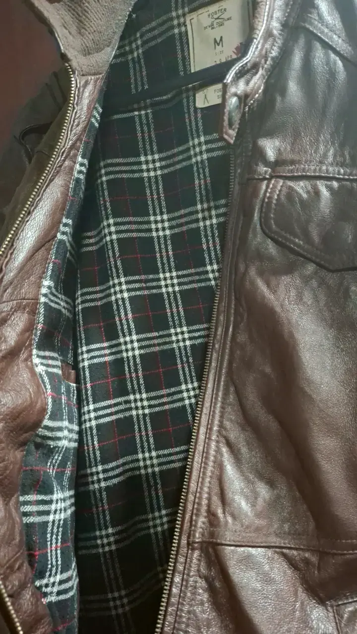 Chaqueta de cuero marrón Foster talla M - 4