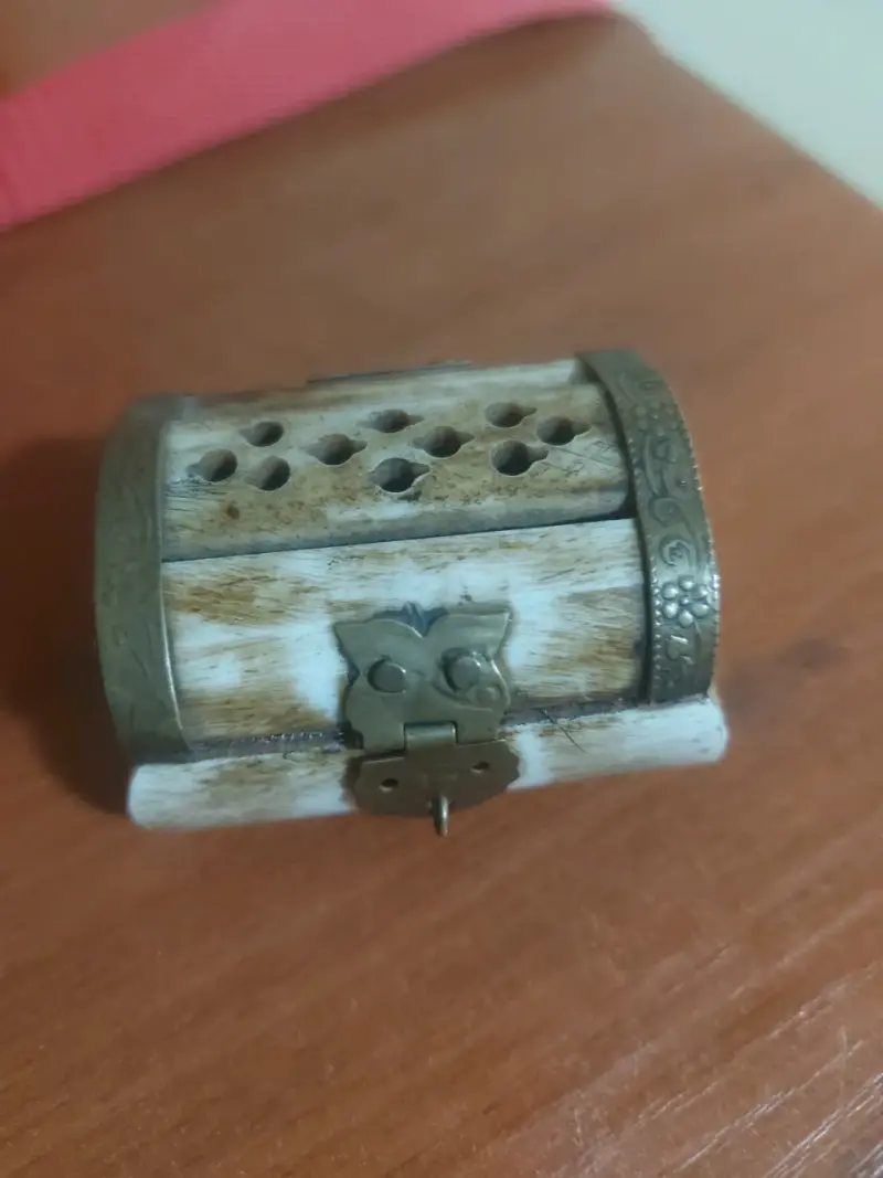 Joyero de hueso natural repujado en bronce - 1