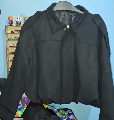 Chaqueta negra de gamuza para mujer - miniatura 1