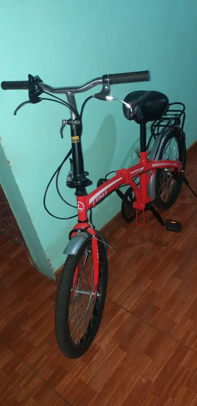 Bicicleta plegable roja Lumax con accesorios - miniatura 1